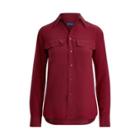 Ralph Lauren Silk Crepe Button-down Shirt Wine