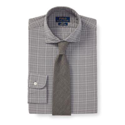 Ralph Lauren Slim Fit Plaid Poplin Shirt 2230 Ash Grey/cream Multi