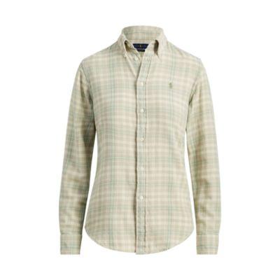 Ralph Lauren Plaid Cotton Flannel Shirt 560 Sage/cream
