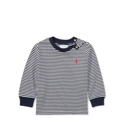 Ralph Lauren Striped Cotton Jersey T-shirt Warm White/hunter Navy 24m