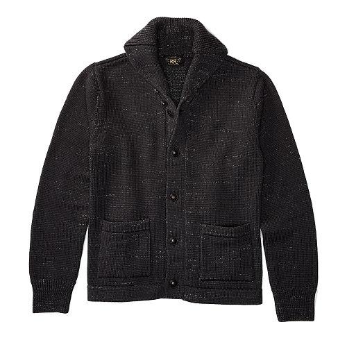 Ralph Lauren Rrl Cotton Shawl-collar Cardigan Charcoal Melange