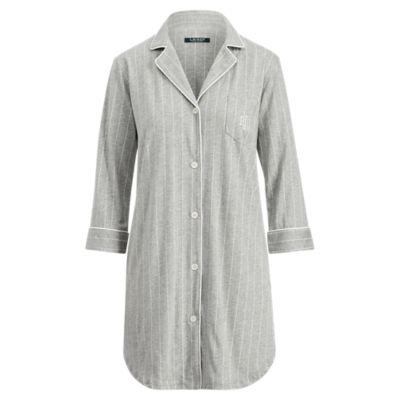 Ralph Lauren Striped Jersey Sleep Shirt Grey Stripe