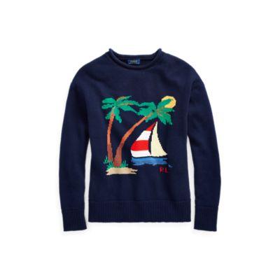 Ralph Lauren Boat Cotton Rollneck Sweater Navy Multi