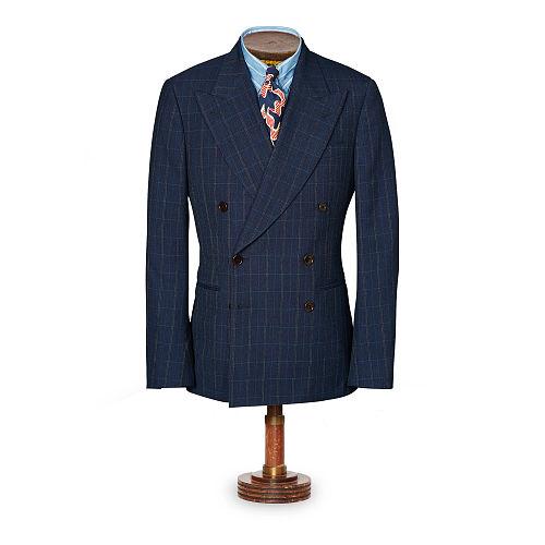 Ralph Lauren Rrl Windowpane Merino Suit Jacket Hunter Navy Multi