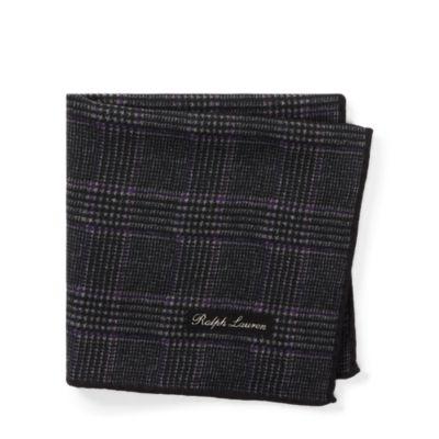 Ralph Lauren Glen Plaid Wool Pocket Square Charcoal/purple
