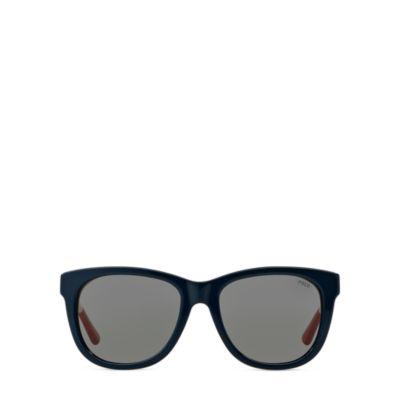 Ralph Lauren Striped Square Sunglasses Shiny Navy Blue
