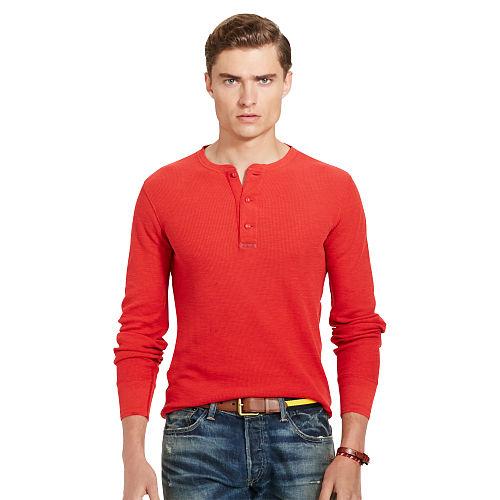 Polo Ralph Lauren Cotton Jacquard Henley Bistro Red