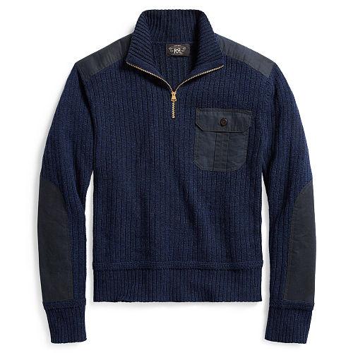 Ralph Lauren Rrl Wool-cotton Half-zip Sweater