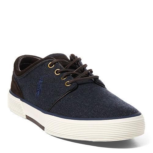 Polo Ralph Lauren Faxon Flannel-suede Sneaker Navy/dark Brown
