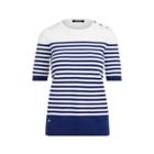 Ralph Lauren Button-shoulder Cotton Top True Sapphire/soft White