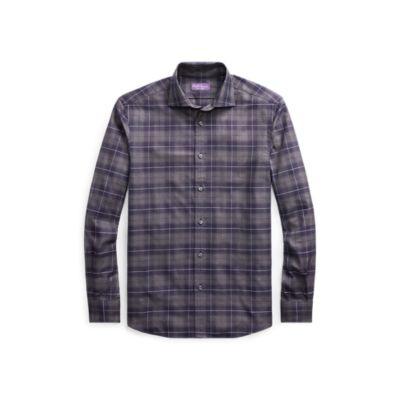 Ralph Lauren Plaid Twill Shirt Charcoal W/ Navy