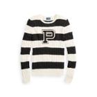 Ralph Lauren Patch Striped Cotton Sweater Cream/polo Black