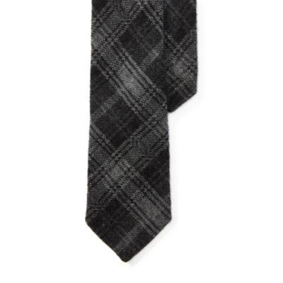 Ralph Lauren Plaid Wool-silk Narrow Tie Black/grey