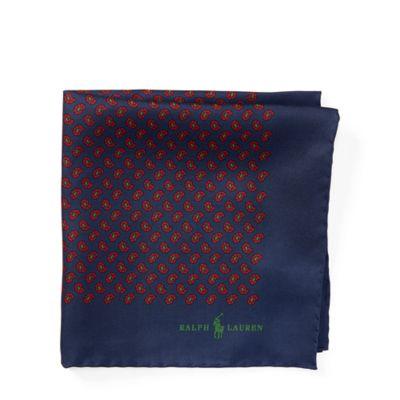 Ralph Lauren Neat Silk Pocket Square Navy