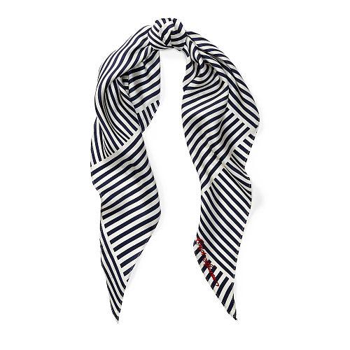 Polo Ralph Lauren Cross-hatched Silk Scarf Navy/white