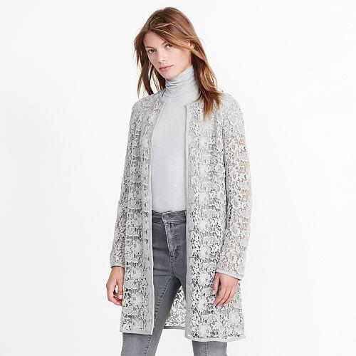 Ralph Lauren Lauren Lace Open-front Coat Grey Mist