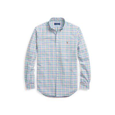 Ralph Lauren Classic Fit Plaid Oxford Shirt Green/orange Multi 3xl Tall