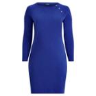 Ralph Lauren Button-trim Cotton Dress Empress Blue