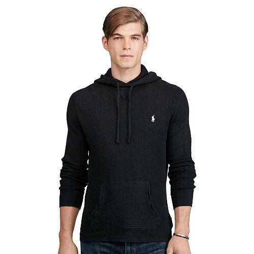 Polo Ralph Lauren Waffle-knit Cotton Hoodie Polo Black