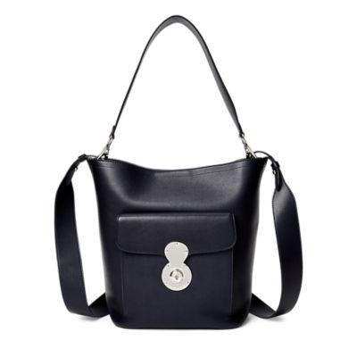 Ralph Lauren Calfskin Rl Bucket Bag Navy