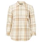 Ralph Lauren Lauren Woman Plaid Cotton Shirt Tan Multi