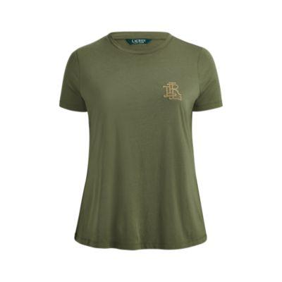 Ralph Lauren Beaded-monogram Cotton T-shirt Admiral Green