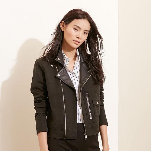 Ralph Lauren Lauren Stretch Cotton Moto Jacket Black