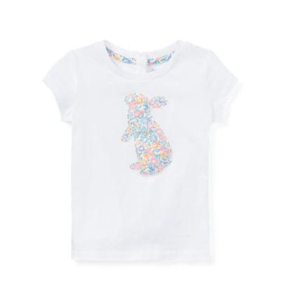 Ralph Lauren Floral Bunny Cotton T-shirt White 24m