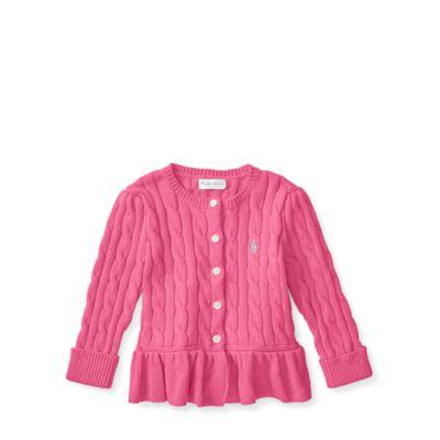 Ralph Lauren Cable Cotton Peplum Cardigan Desert Pink 9m