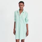 Ralph Lauren Lauren Striped Twill Sleep Shirt Stripe Green