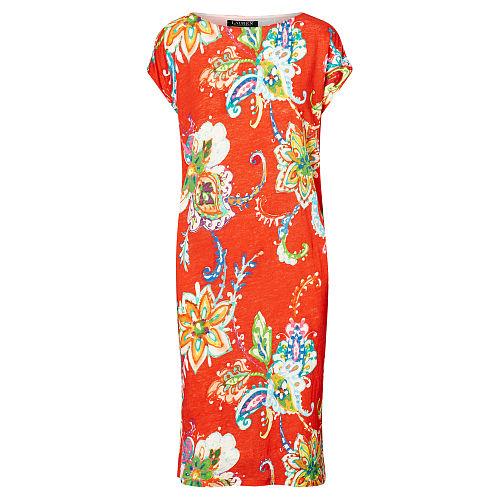 Ralph Lauren Lauren Floral-print Shift Dress Orange Multi