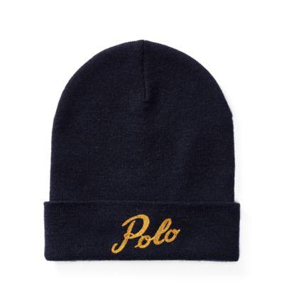 Ralph Lauren Polo Merino Wool Beanie Navy/gold