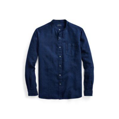 Ralph Lauren Classic Fit Indigo Linen Shirt Indigo/chalk White