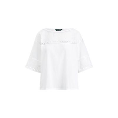 Ralph Lauren Eyelet Cotton-blend T-shirt Soft White
