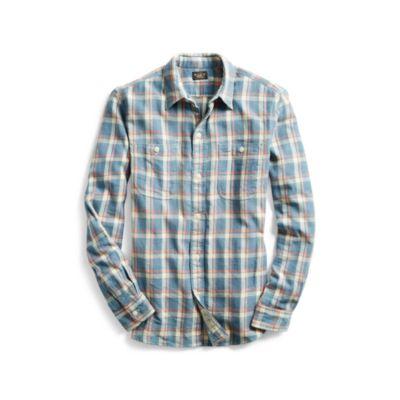 Ralph Lauren Plaid Cotton Twill Workshirt Rl 905 Indigo Salmon