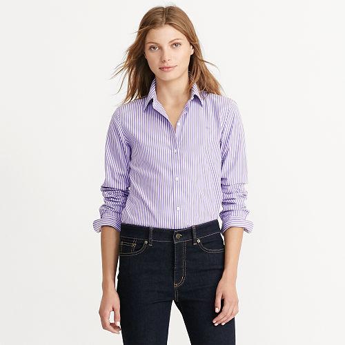 Ralph Lauren Lauren Cotton Button-down Shirt Lavendar/white