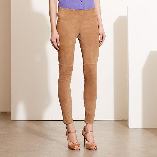 Ralph Lauren Lauren Stretch Suede Skinny Pant Hunter Tan