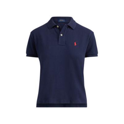 Ralph Lauren Cropped Cotton Mesh Polo Newport Navy