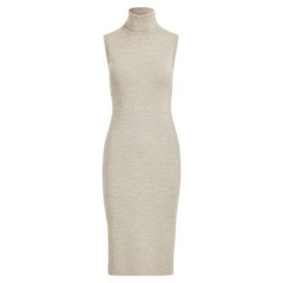Ralph Lauren Wool Turtleneck Dress Medium Grey Melange