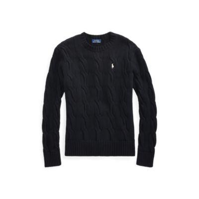 Ralph Lauren Cable-knit Cotton Sweater Polo Black