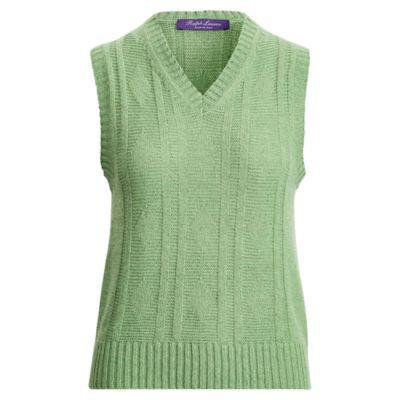 Ralph Lauren Cashmere-linen Sweater Vest Quartz Green