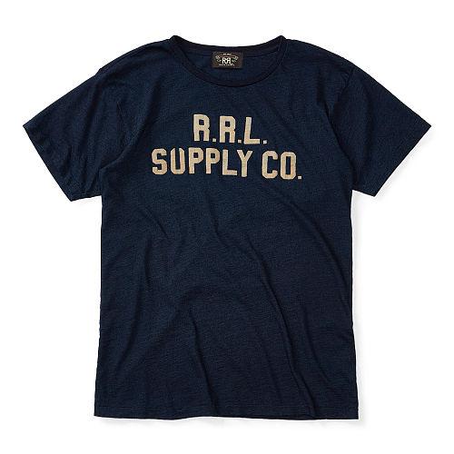 Ralph Lauren Rrl Cotton Jersey Graphic T-shirt Rinsed Blue Indigo