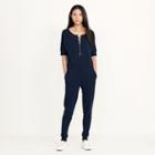 Ralph Lauren Lauren Lace-up French Terry Jumpsuit Navy