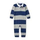 Ralph Lauren Striped Cotton Rugby Coverall Barclay Blue Multi 3m