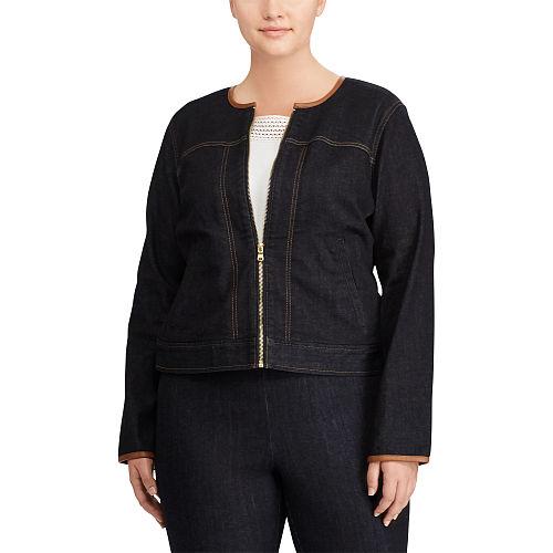Ralph Lauren Lauren Woman Leather-trim Denim Jacket