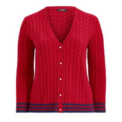 Ralph Lauren Cable-knit Cardigan Crimson/navy