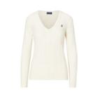 Ralph Lauren Cable-knit Wool V-neck Sweater Cream