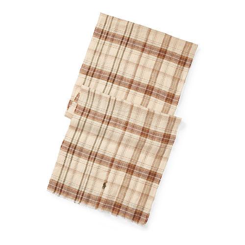 Polo Ralph Lauren Tartan Linen Scarf Desert Sand Plaid