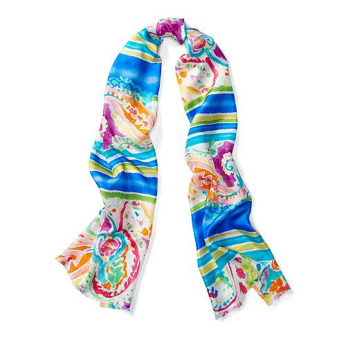 Ralph Lauren Lauren Elaine Paisley Silk Scarf Riviera Blue