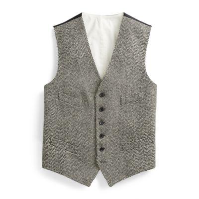 Ralph Lauren Wool-blend Herringbone Vest Black And Cream